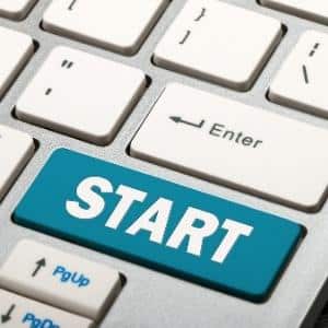 Keyboard with text "start"